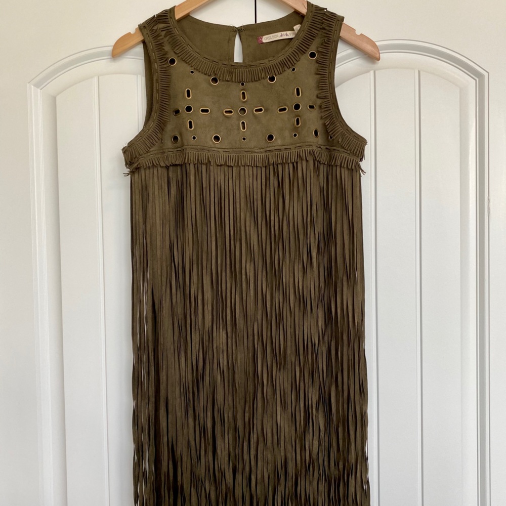 Chelsea & Violet Olive Fringe Dress